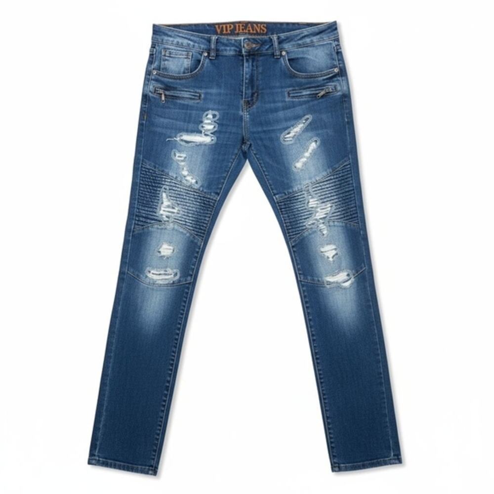 VIP Jeans Women Sz 11 12 Blue Designer Skinny Fray Boho Hip Hop Western Designer